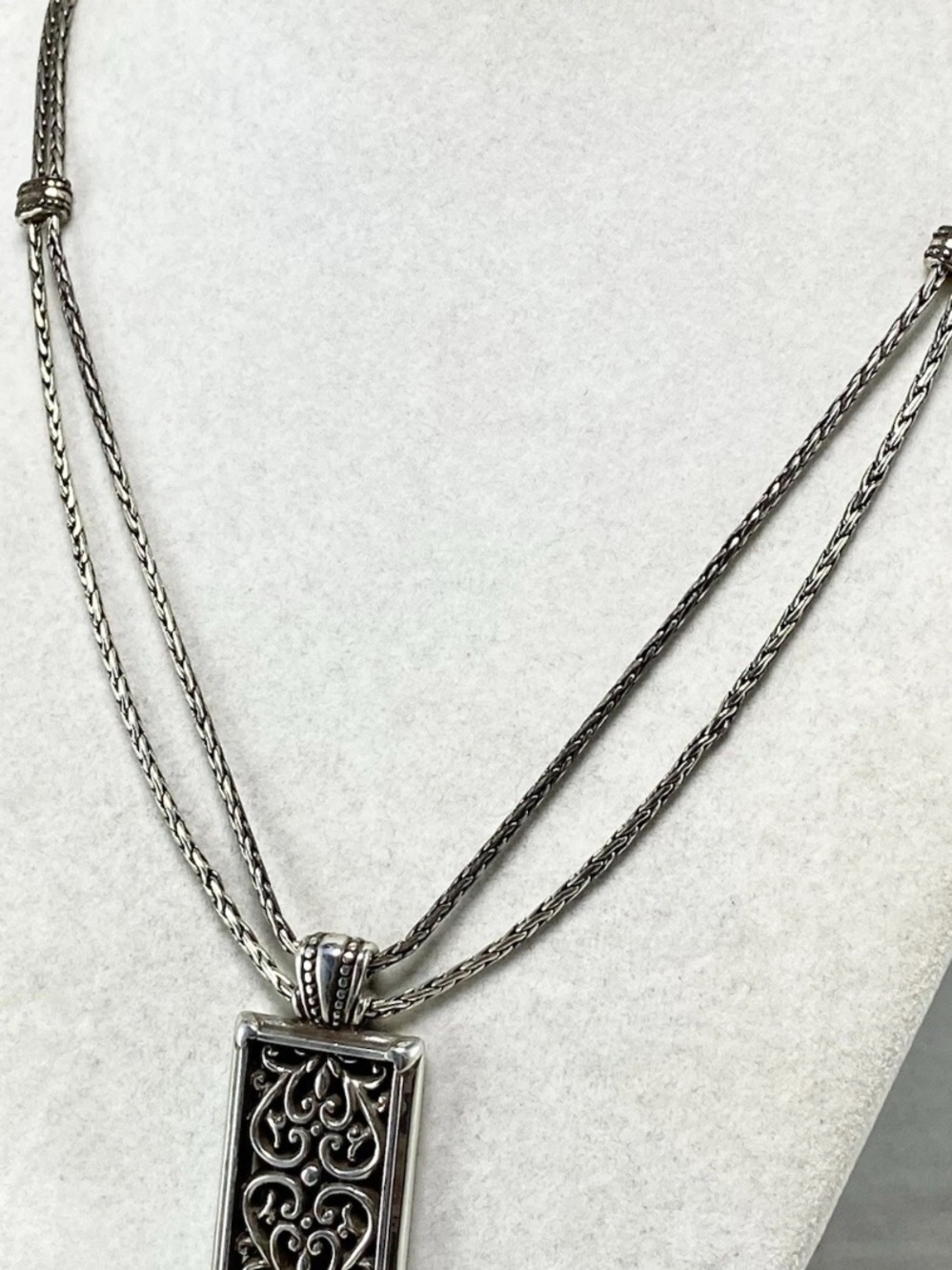 N341 NWOT Brighton silver plated double-strand chain retired pendant necklace - Picture 10 of 12